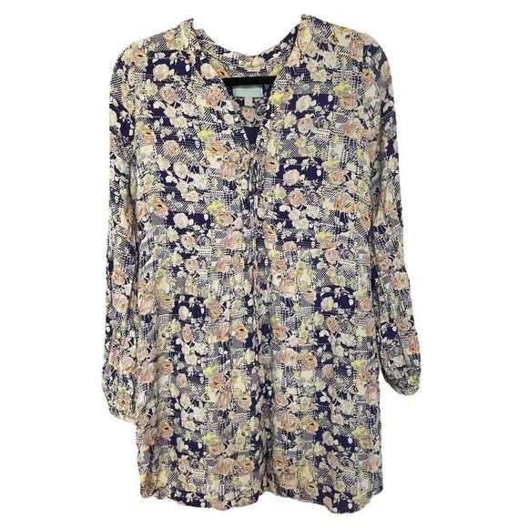 Skies Are Blue Women's Floral Plaid Mini Dress Size Medium Drawstring - Picture 1 of 6